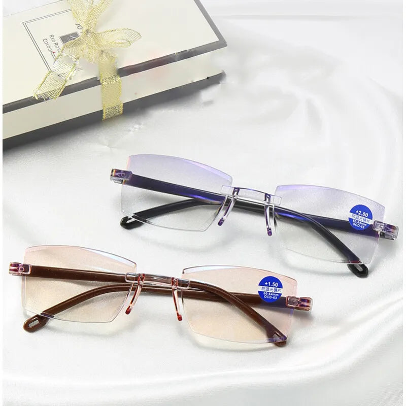 Femlion Men's Rimless Bifocal Reading Glasses up to +400 Magnification