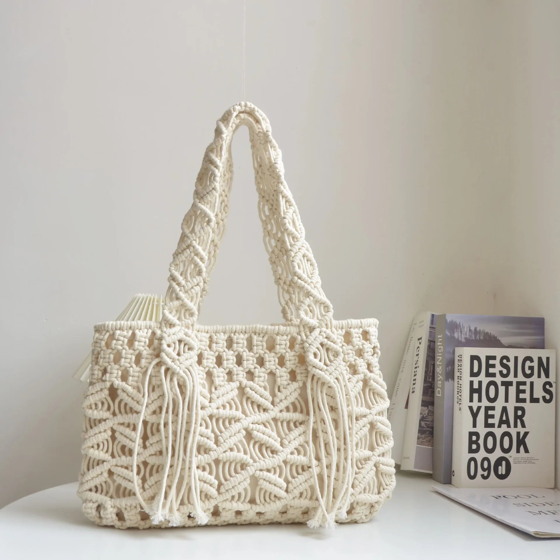 Femlion Cotton Rope Beach Shoulder Bag