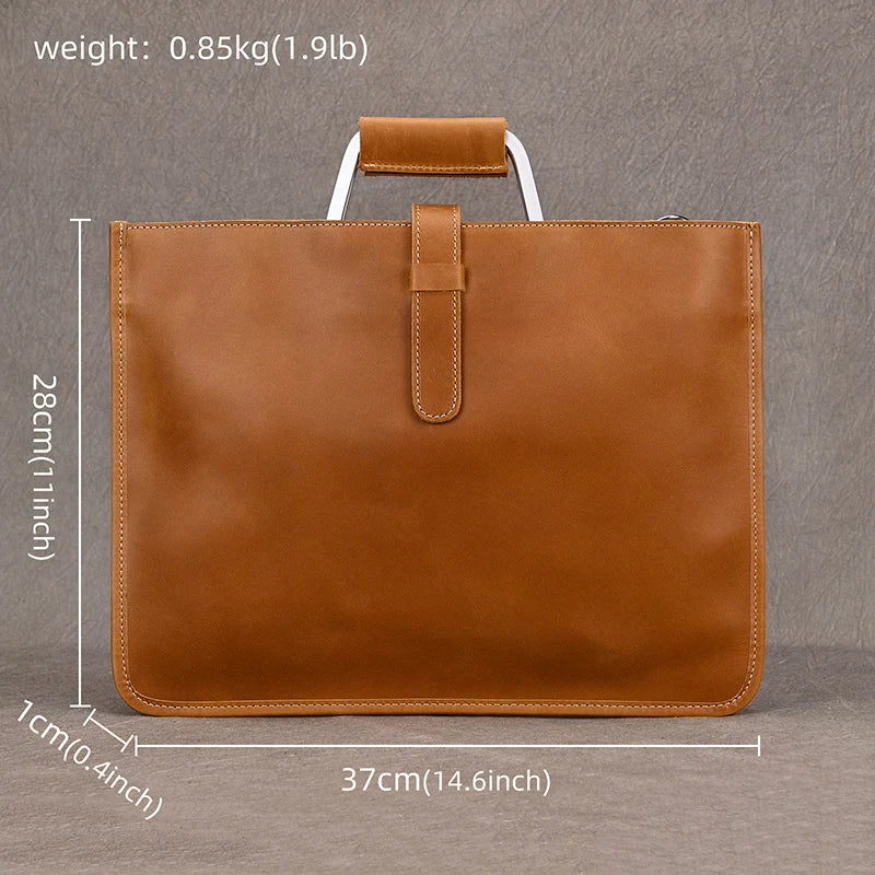 Femlion Men's Vintage Genuine Leather Briefcase Shoulder Bag Luxe Designer Tote