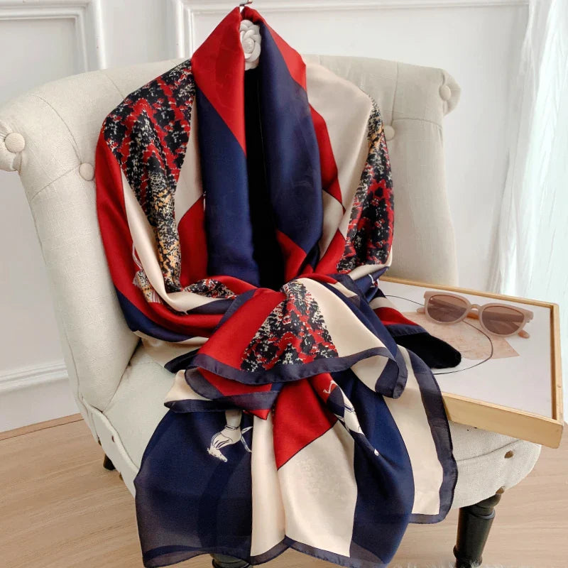 Femlion Luxury Brand Silk Scarves Shawl Lady Wrap Echarpe Beach Stole Bandana