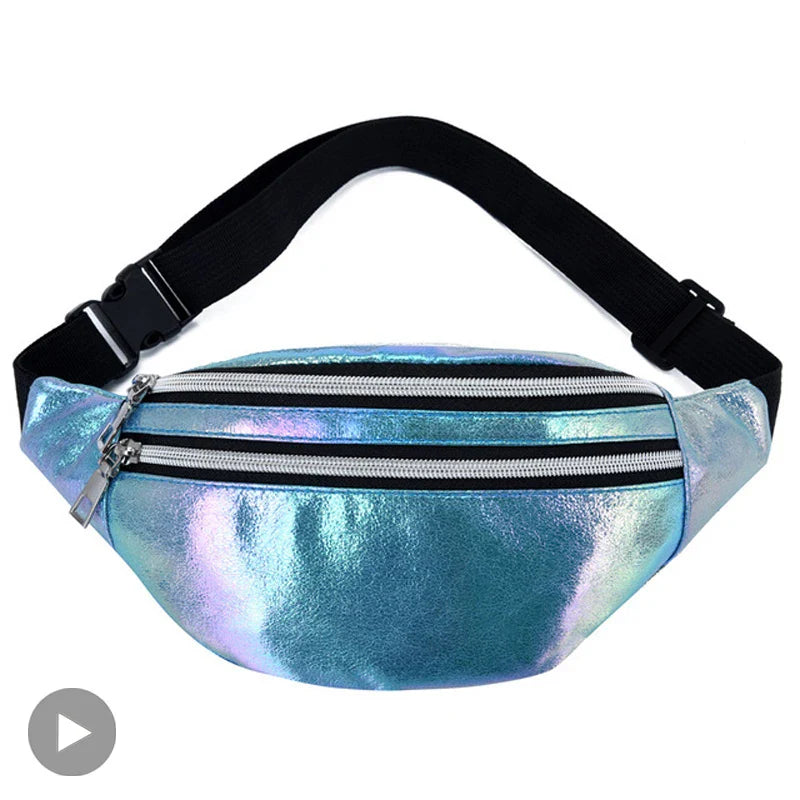 Femlion Holographic Waist Bag Fanny Pack for Men and Women