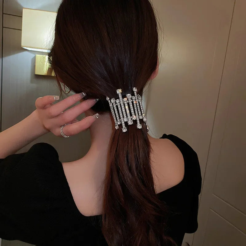 Femlion Rhinestone Crystal Ponytail Holder Hair Rope Bracelet Fashion Hairwear for Women