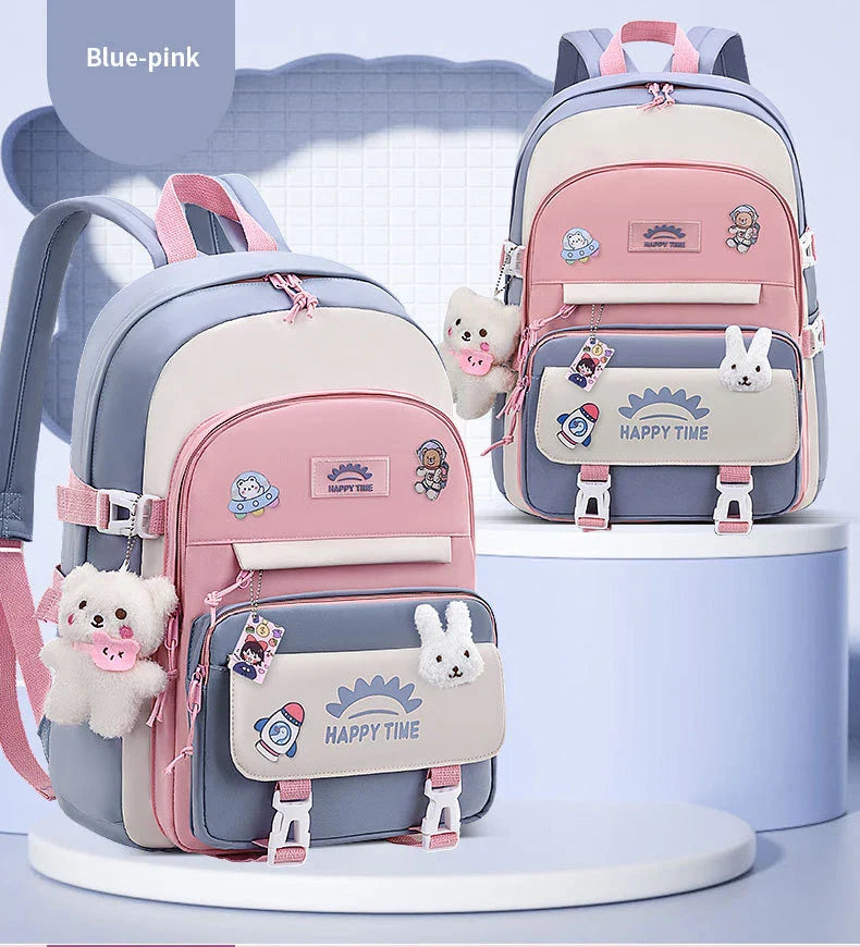 Femlion Multi-Pocket Nylon Backpack for Girls with Large Capacity and Cute Design