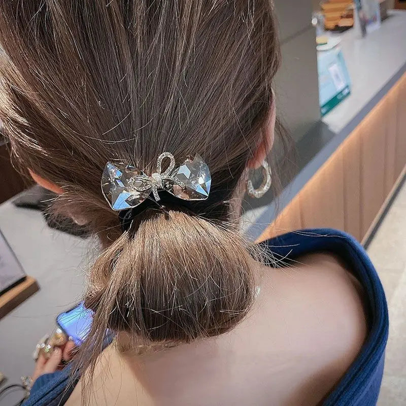 Femlion Korean Crystal Metal Bows Hair Bands Flash Diamond Accessories