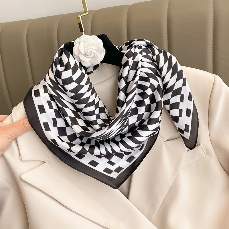 Femlion Silk Shawl: Luxury Square Scarf Hijab Neckerchief Hair Band Headband