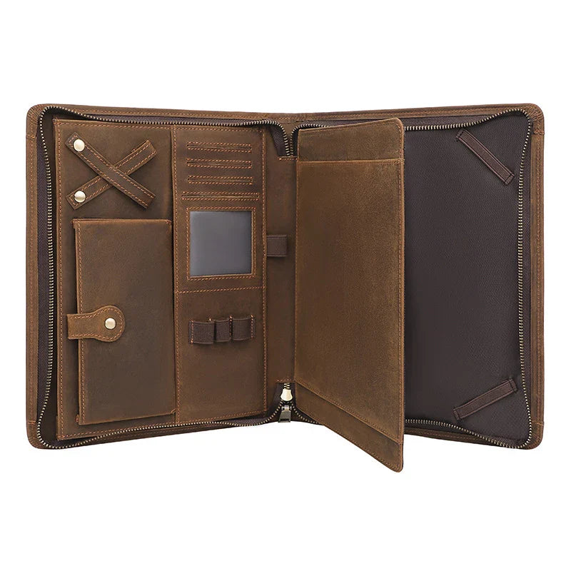 Femlion Vintage Leather iPad Case 11" for Men - Business Document Bag & Tablet Cover