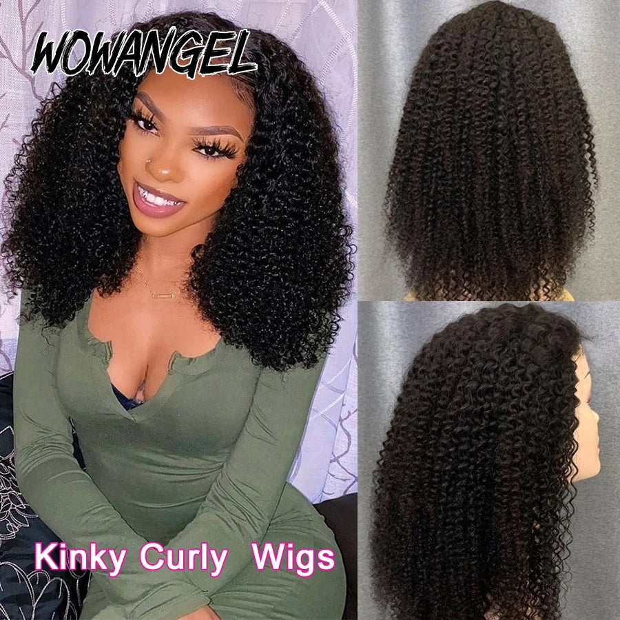 Femlion 13x6 HD Lace Afrokinky Curly Human Hair Wig Full Frontal L 13x4 Lace Wigs