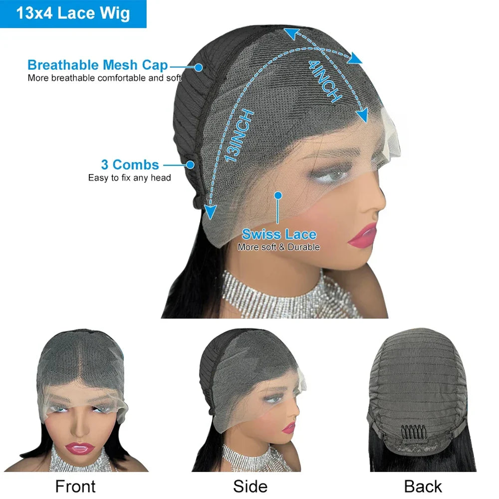 Femlion 13x4 Lace Front Short Bob Human Hair Wig