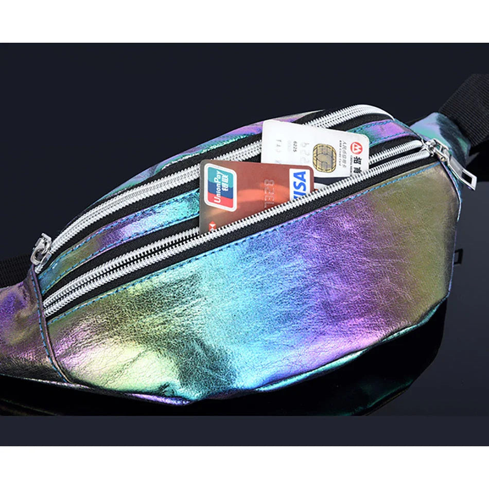 Femlion Holographic Waist Bag Fanny Pack for Men and Women