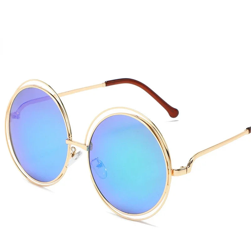 Femlion Oversized Gradient Mirror Sunglasses - Stylish Big Circle Sun Glasses for Women