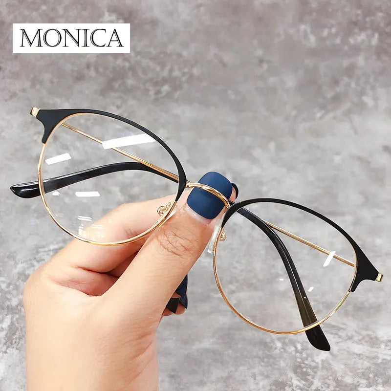 Femlion Metal Round Frame Myopia Glasses -1.0~-4.0