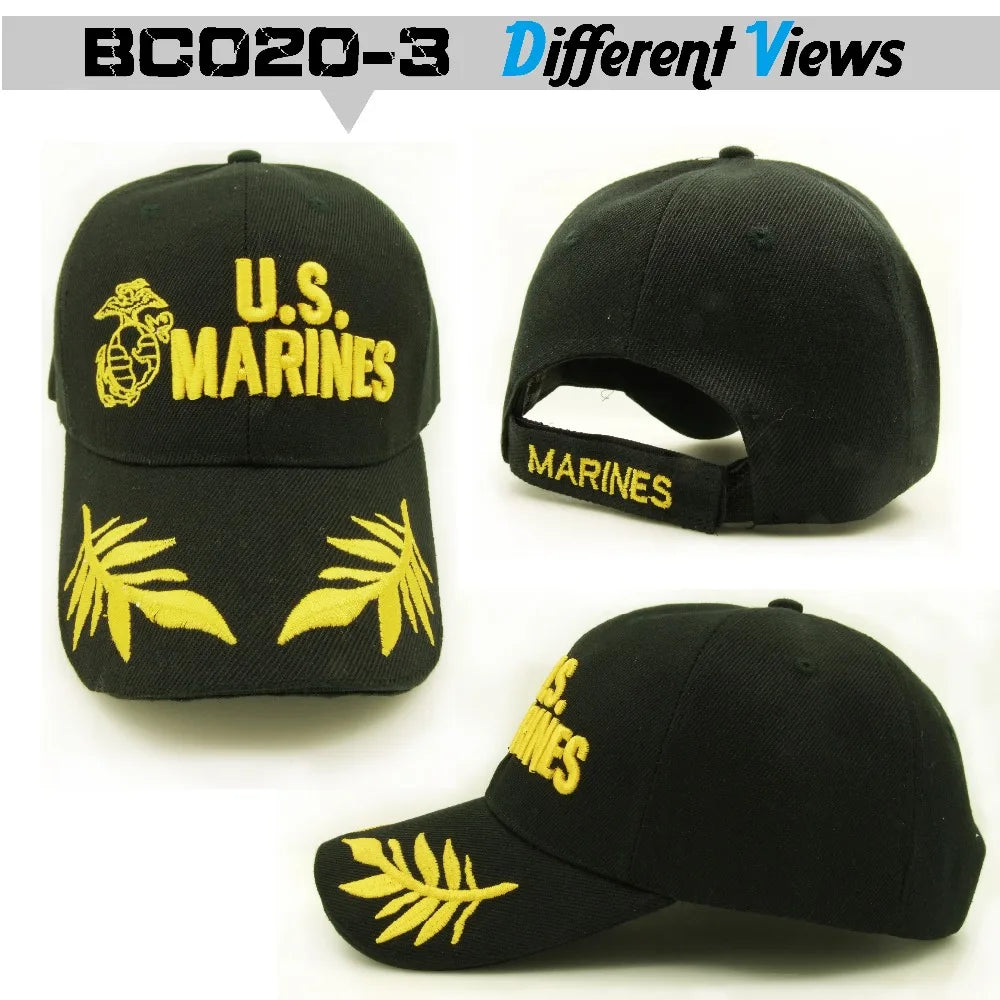 Femlion Men's USA Marines Cool Black Baseball Cap Outdoor Adjustable Hat