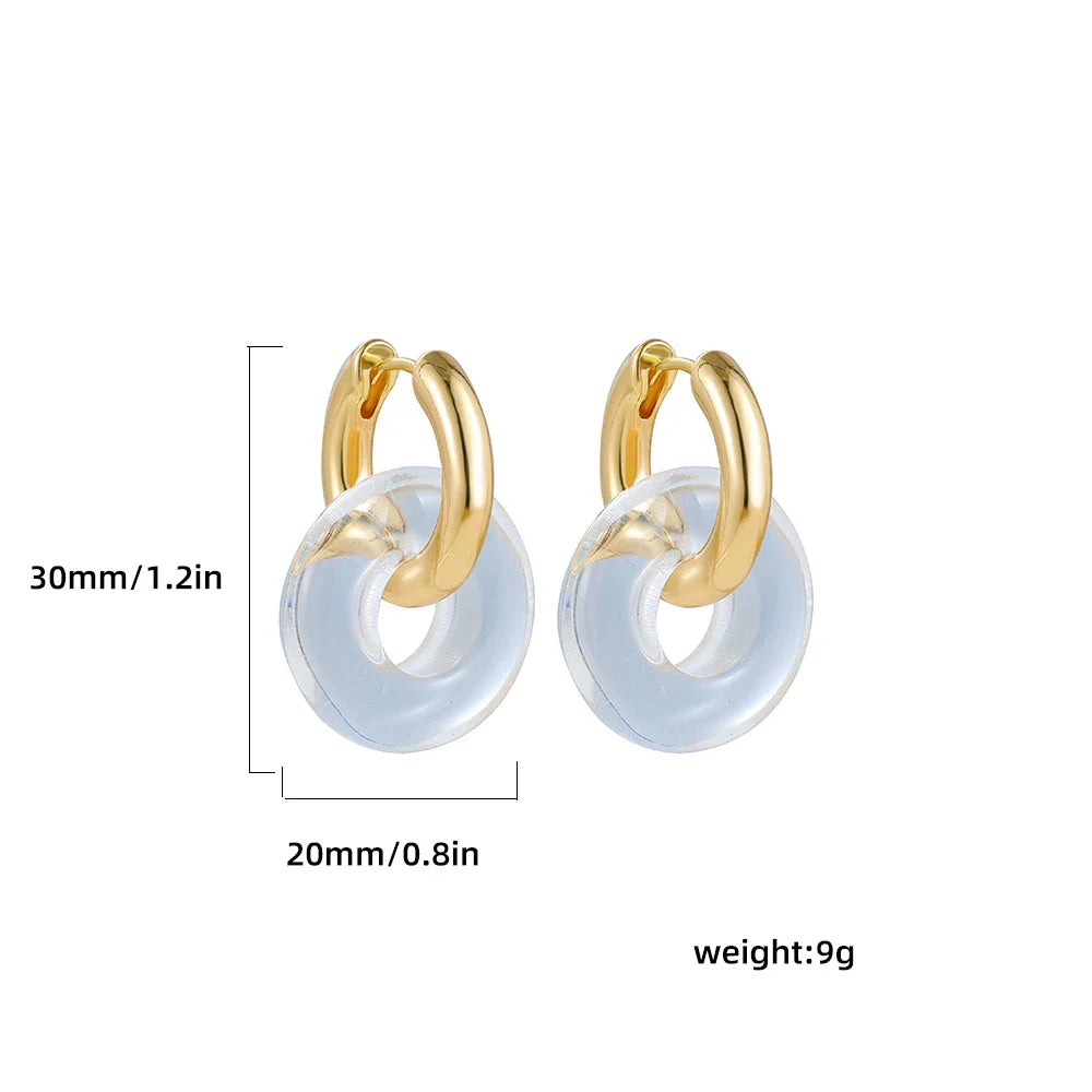 Femlion Round Resin Hoop Earrings with Multicolor Charms