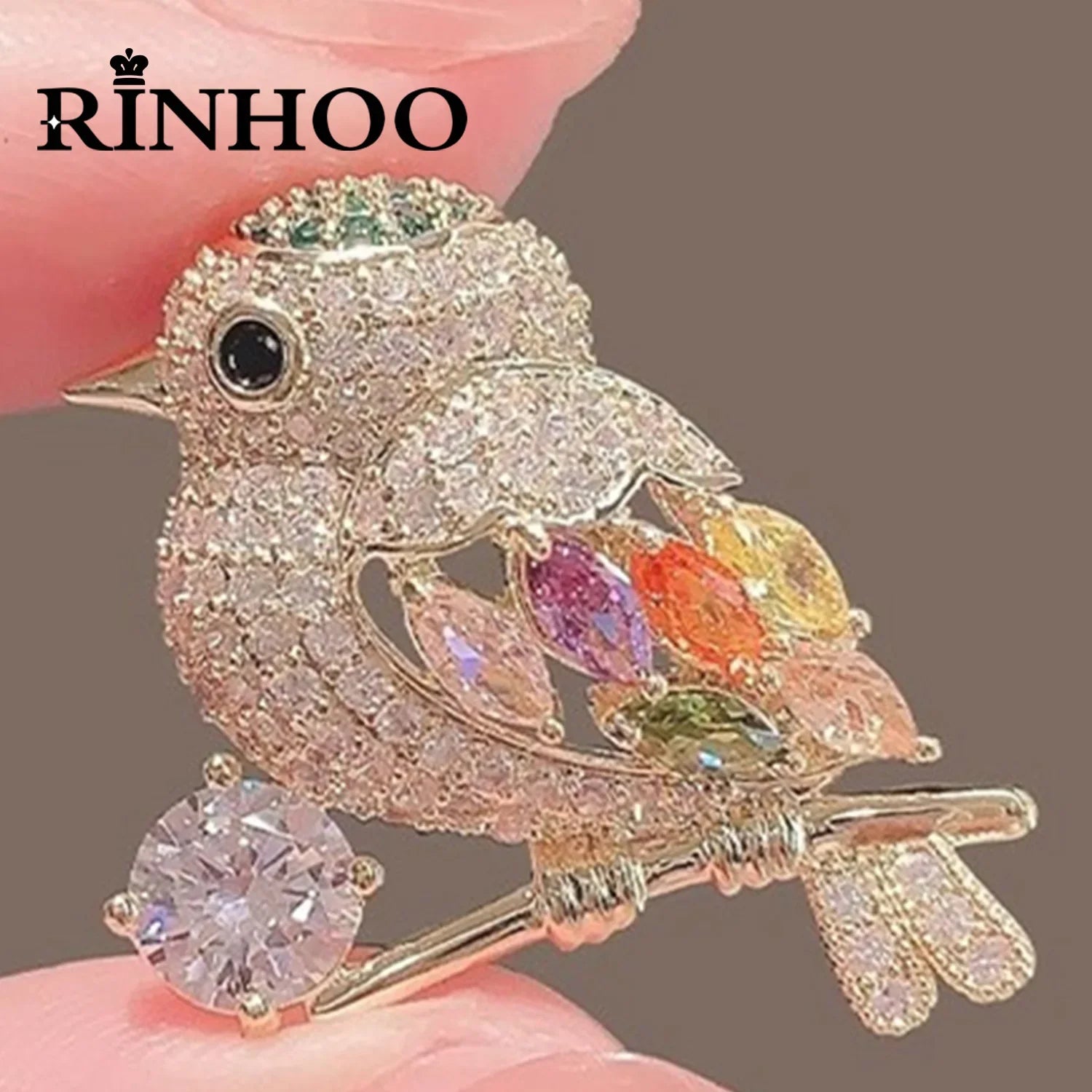 Femlion Colorful Zircon Bird Brooches: Cute Wings Pin for Women - Fashion Jewelry