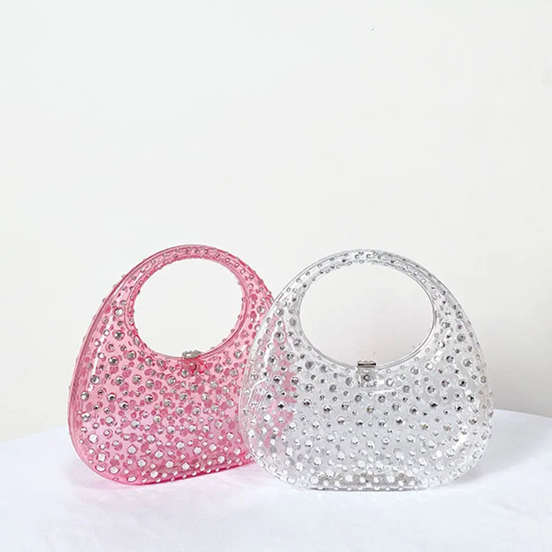 Femlion Diamond Clear Acrylic Party Bag Luxury Evening Purse Wedding Sac