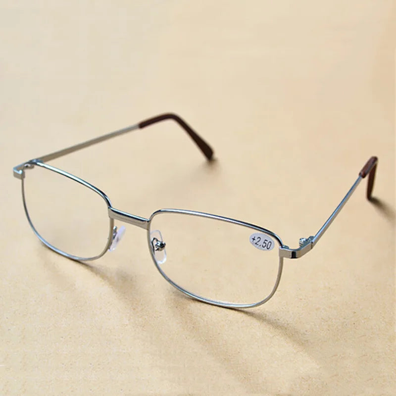 Femlion Square Metal Frame Reading Glasses Anti-fatigue High Definition Presbyopia Eyeglasses +1.0 to +4.0