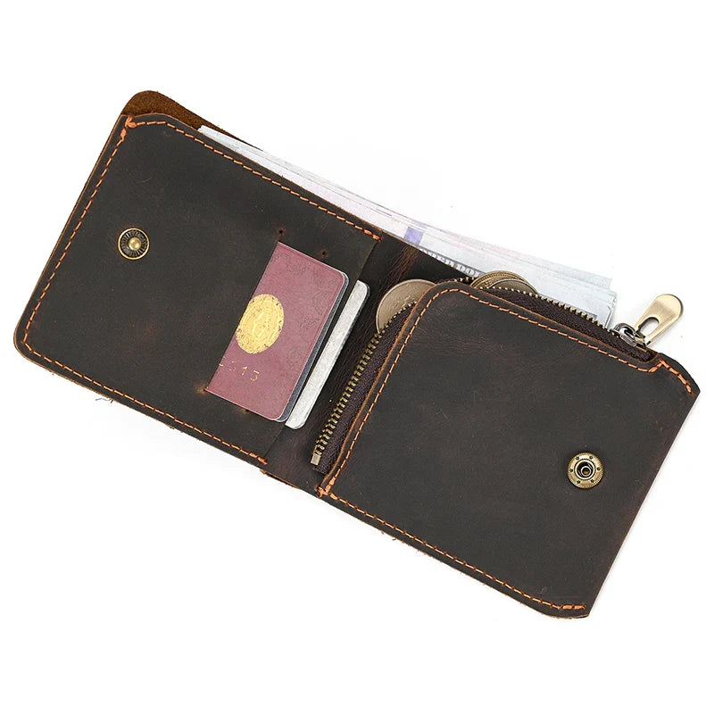 Femlion Men's Retro Genuine Leather Wallet with Card Holder and Coin Purse