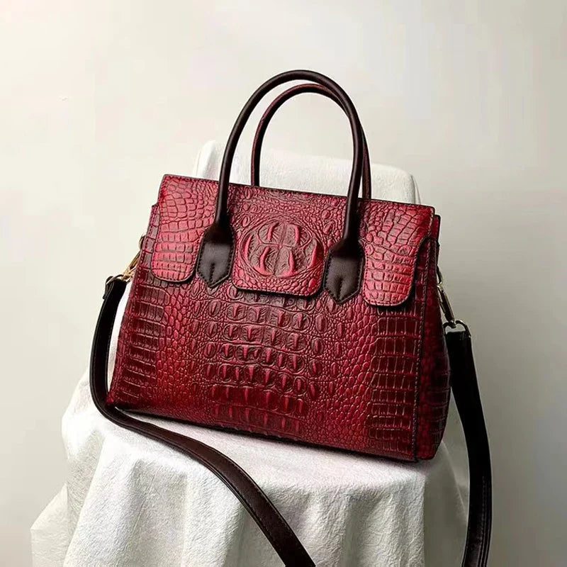 Femlion Crocodile Leather Tote Bag: Quality Large Capacity Designer Crossbody Handbag