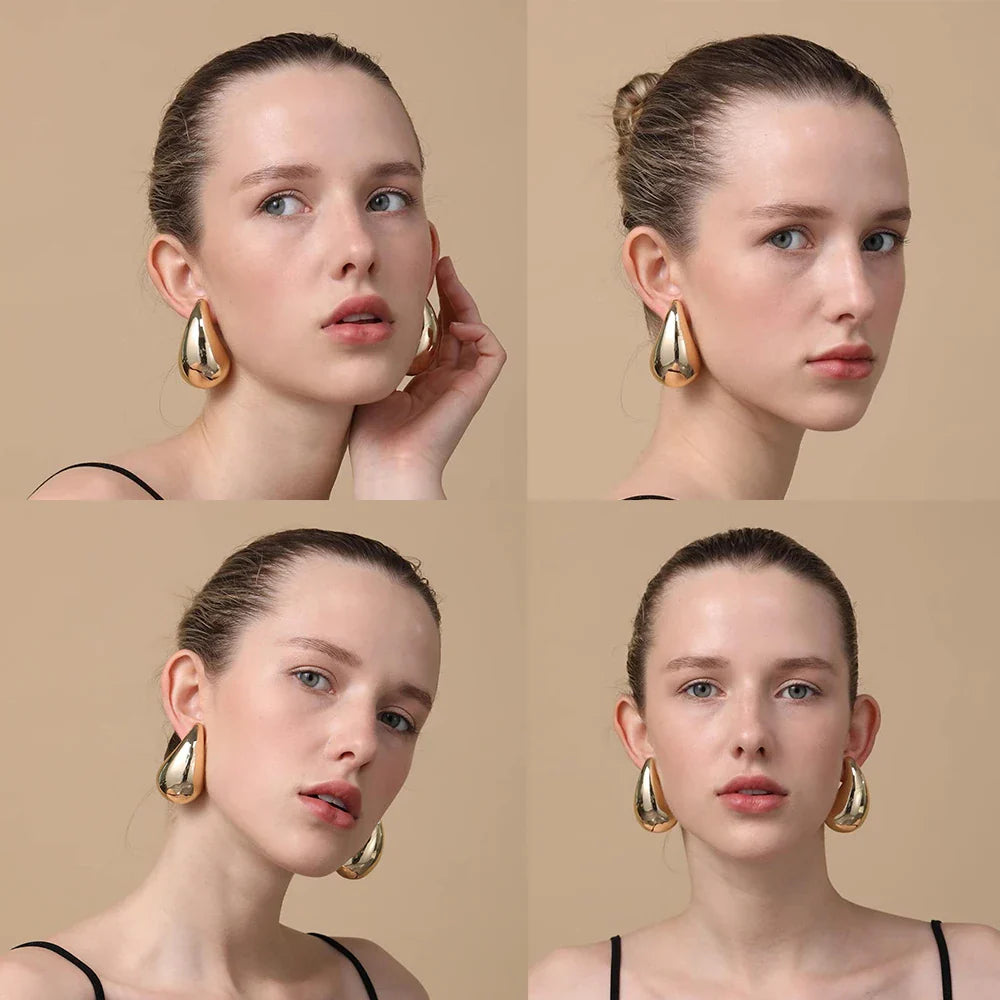 Femlion Vintage Teardrop & Hoop Earrings Duo in Gold Plating