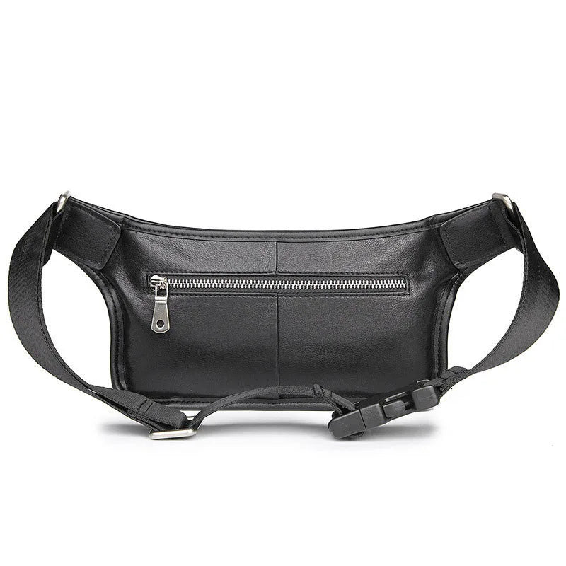 Femlion Leather Waist Bag for Men: Stylish Fanny Pack, Running Sling Bag in Black Coffee