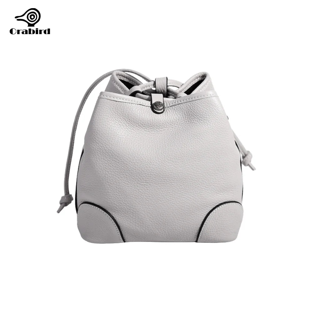 Femlion Chic Leather Bucket Bag: Elegant Crossbody Handbag for Women