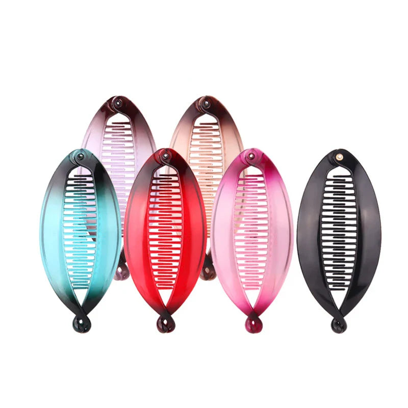 Femlion Gradient Color Banana Hair Clip Fish Clip Hairpins Hair Accessories