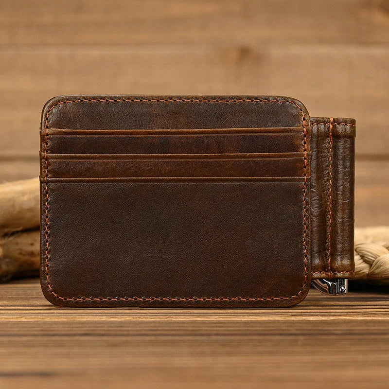 Femlion Leather Money Clip Purse: Stylish Cash Clip Wallet for Men and Women