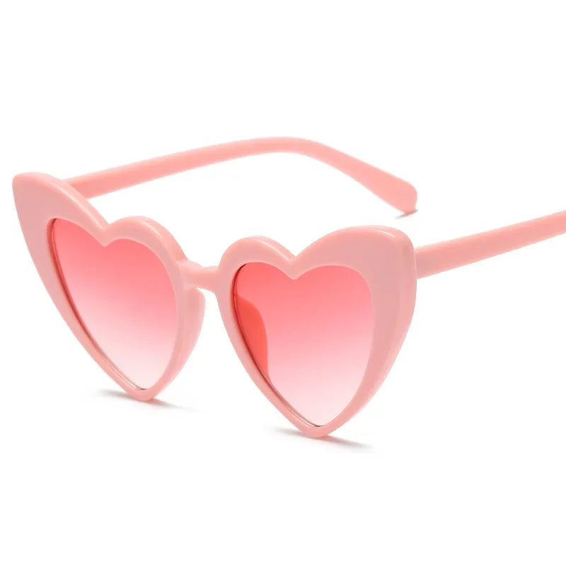 Femlion Heart Lens Sunglasses Women Pink UV400 Black Eyewear