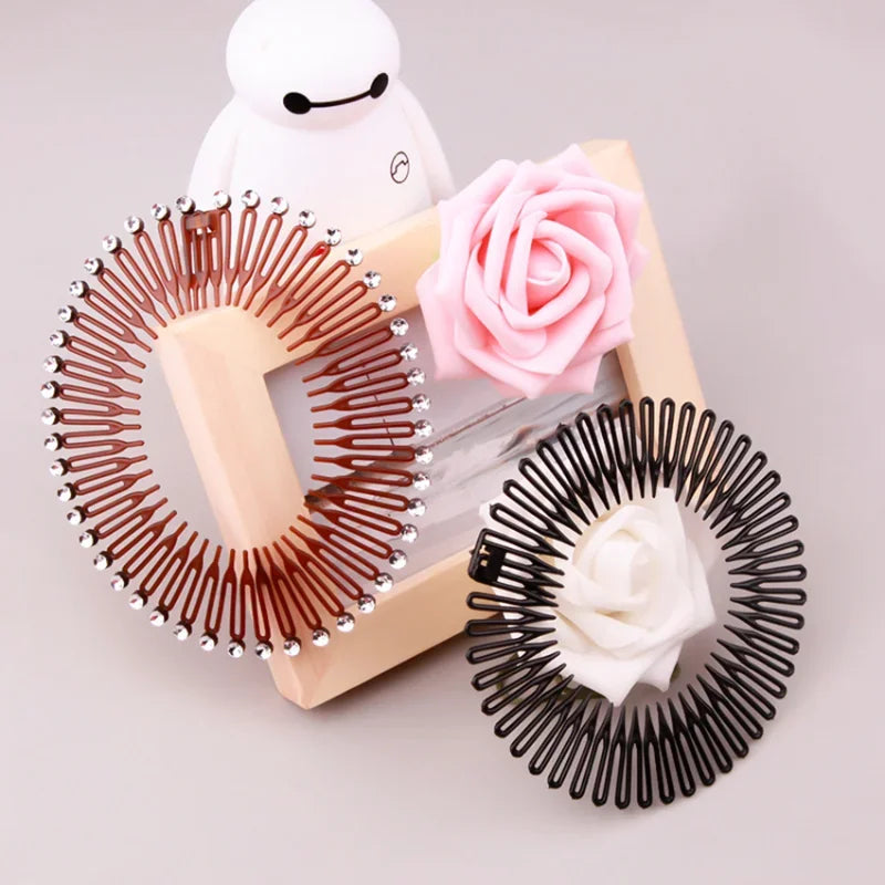 Femlion Circle Headbands Hair Hoop with Comb Teeth Hairband Clips Fashion Accessories