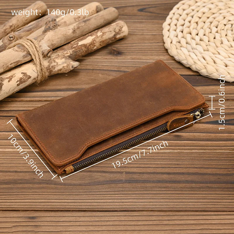 Femlion Vintage Leather Cash Wallet for Men Women, Luxury Designer Long Purse