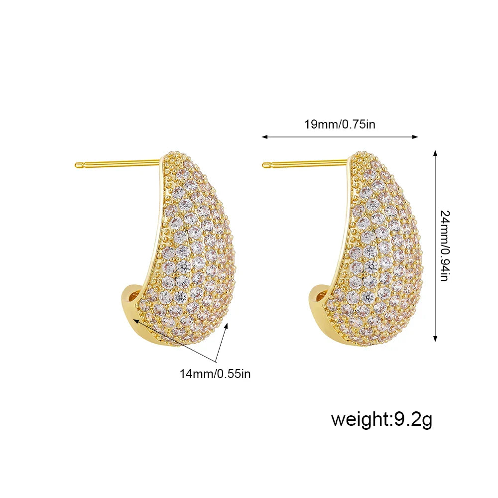 Femlion Gold Teardrop Micro Pave Hoop Earrings for Women