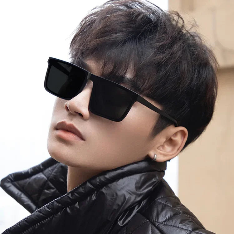 Femlion Concave Long Frame Sunglasses Men's Driving Anti-UV Ladies Sunglasses