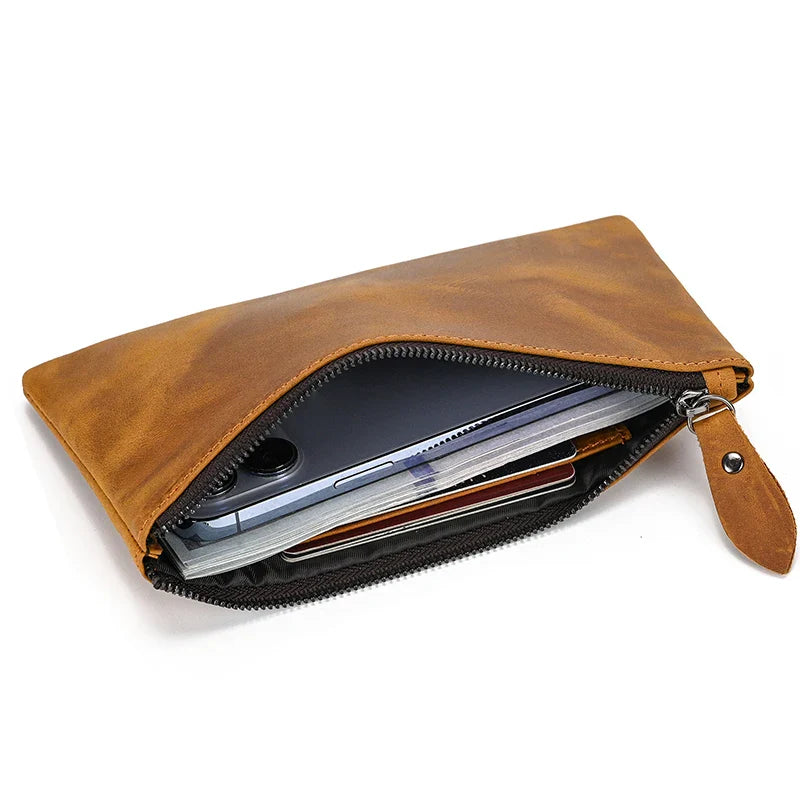 Femlion Leather Phone Wallet Clutch Key Coin Pen Case Purse for Men Women