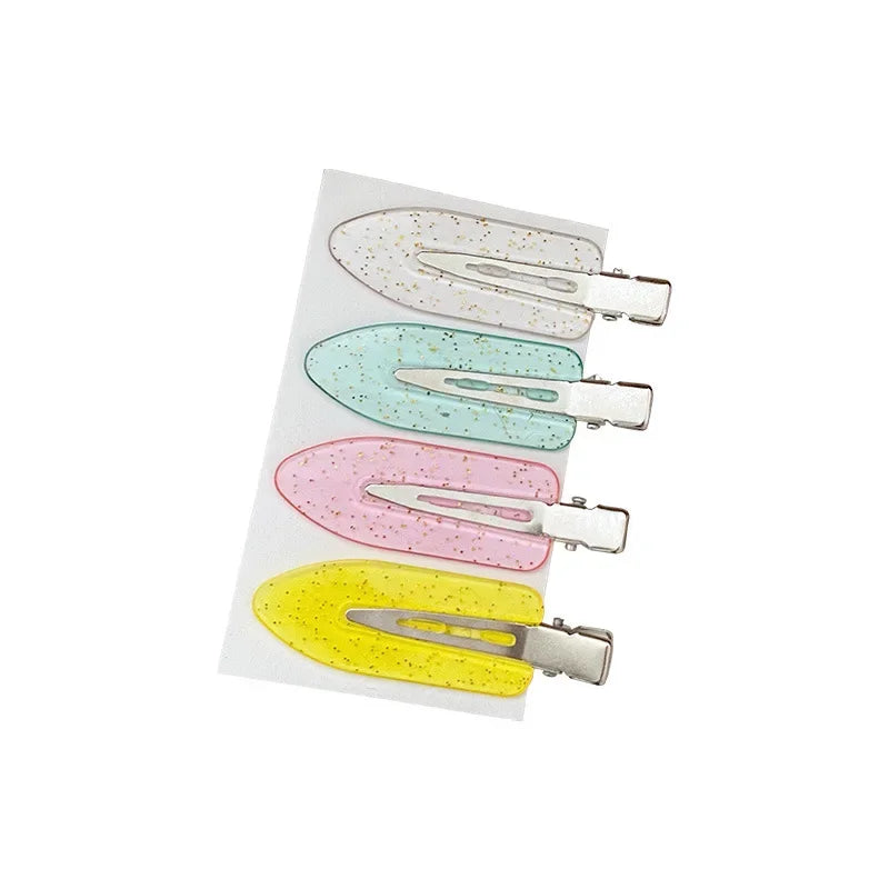 Femlion Glitter Hair Clips: Transparent Barrettes for Women, Girls - Set of 4