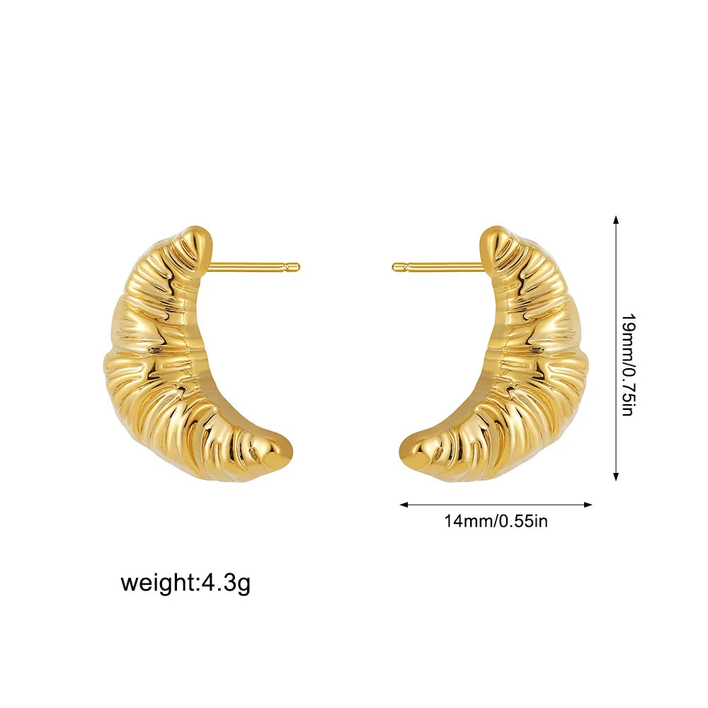 Femlion Gold Plated Croissant Stud Earrings