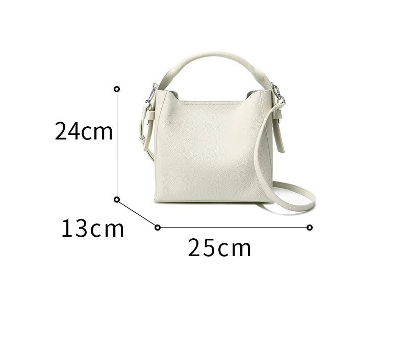 Femlion Cow Leather Shoulder Handbag: Versatile & Fashionable Crossbody Bucket Bag for Women