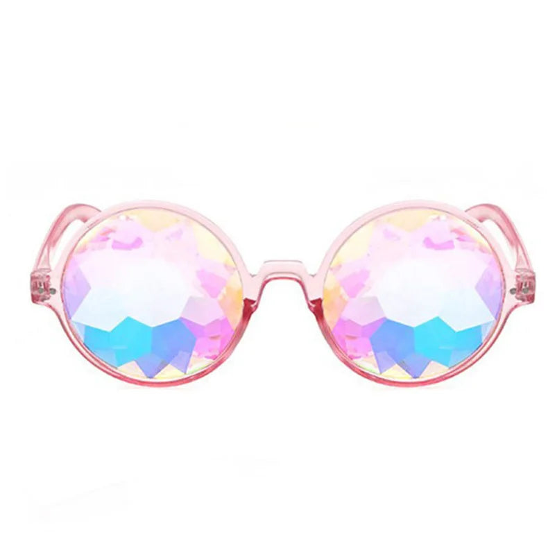 Femlion Round Kaleidoscope Sunglasses for Rave Party Prism EDM Glasses