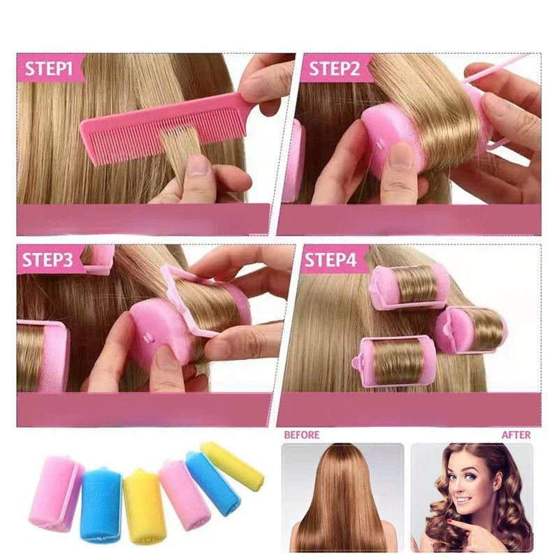 Femlion Soft Sponge Foam Hair Rollers Set for Salon-Quality DIY Curls