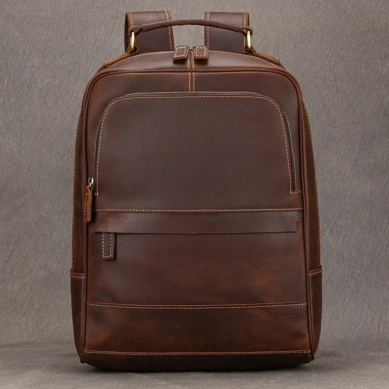 Femlion Vintage Style Leather Travel Backpack for Men