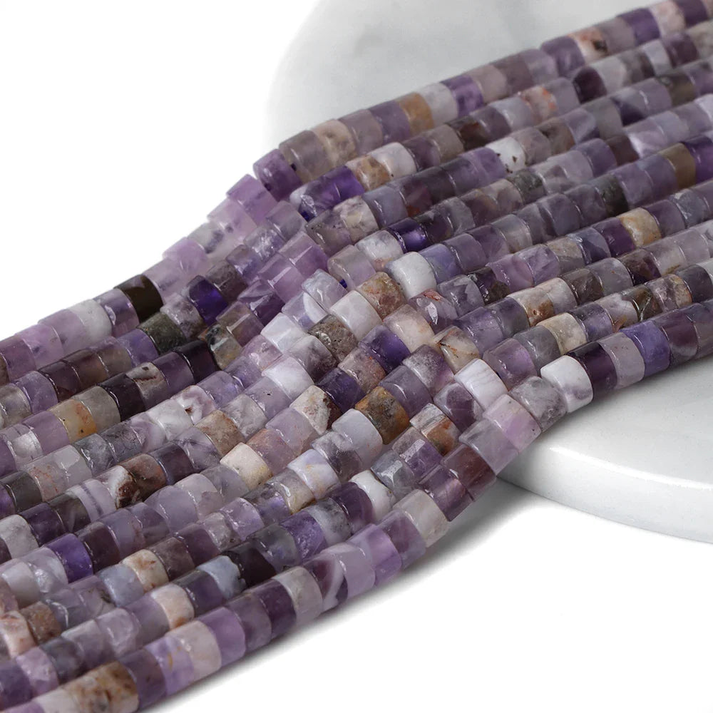 Femlion Amethyst Rondelle Beads 15.5'' Strand - 2x2x4MM Round Purple Quartz Crystal Hub