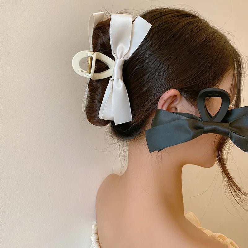 Femlion Vintage Satin Bow Hair Clips for Elegant Women Hair Accessories