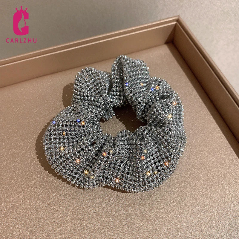 Femlion Rhinestone Hair Tie Scrunchies: Sparkling Party Headdress for Women Girls