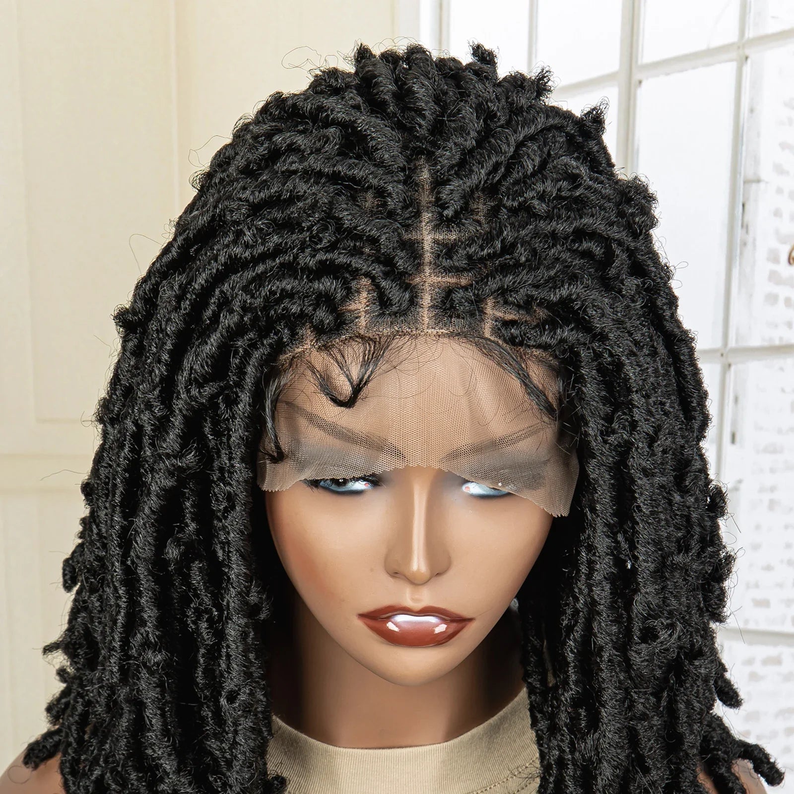 Femlion 16" Knotless Braided Lace Front Wig Short Bob Locs Crochet Braiding Wig