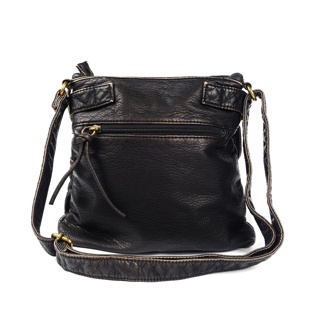 Femlion Bronze Soft Leather Crossbody Bag with Pockets & Luxe Design