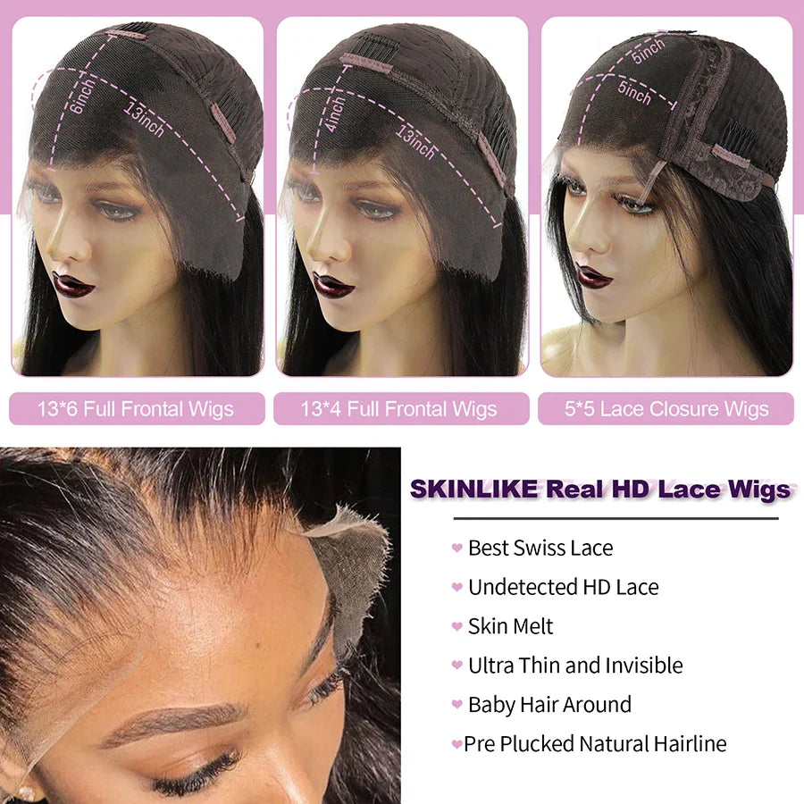 Femlion  HD Lace Front Wig Pre-Plucked Brazilian Human Hair Closure Wig